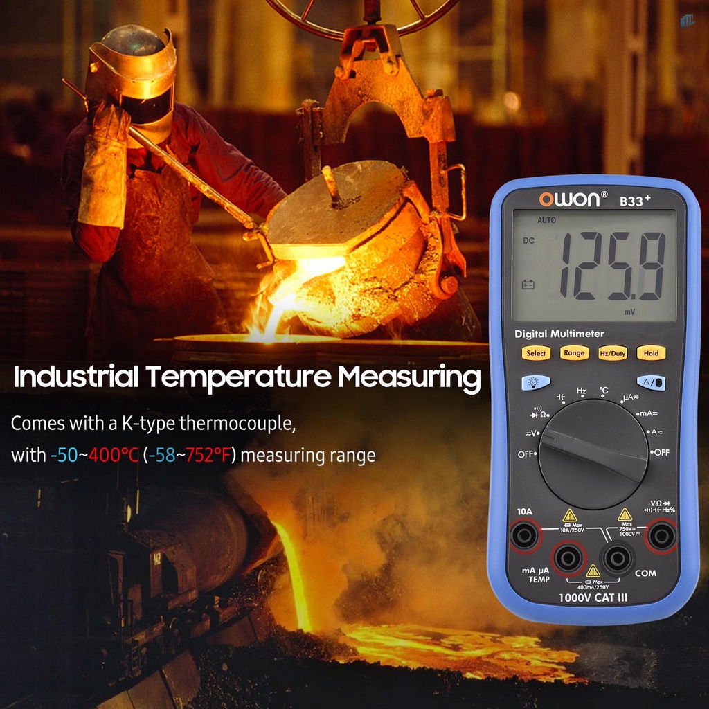 Vạn Năng Kế Kỹ Thuật Số B33 + OWON B33 + 3999 Đếm Tự Động Xoay (s2mwvn) OWON Có Màn Hình LCD AC DC