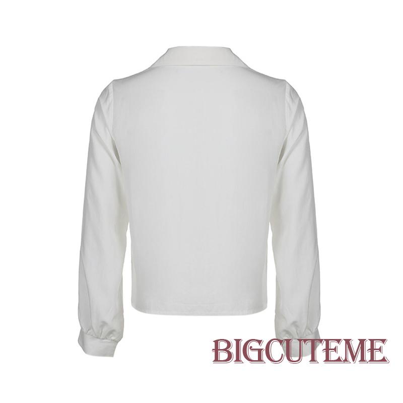 Áo Sơ Mi Tay Dài Dáng Rộng Màu Trơn Thắt Nút Phong Cách Đường Phố Cá Tính Cho Nữ