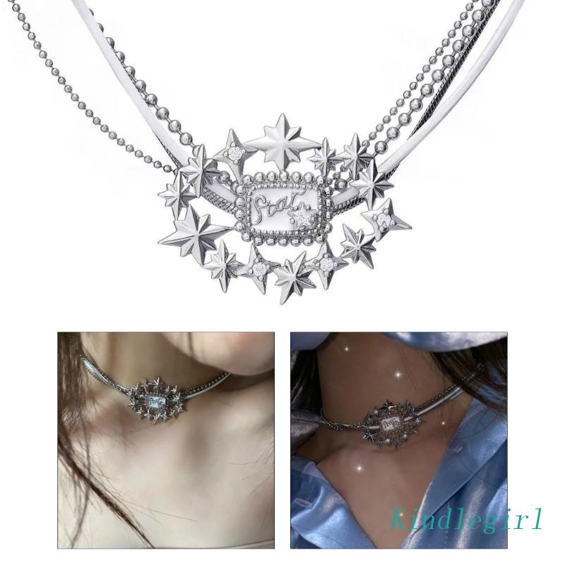 Vòng cổ MặT HìNh Ngôi Sao ĐíNh Zircon ThờI Trang Cho Nữ Y2K