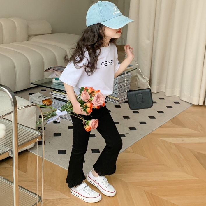 Quần Dài Mỏng Ống Loe Xẻ Tà Phong Cách Nhật Bản Thời Trang Mùa Hè Mới Cho Bé Gái
