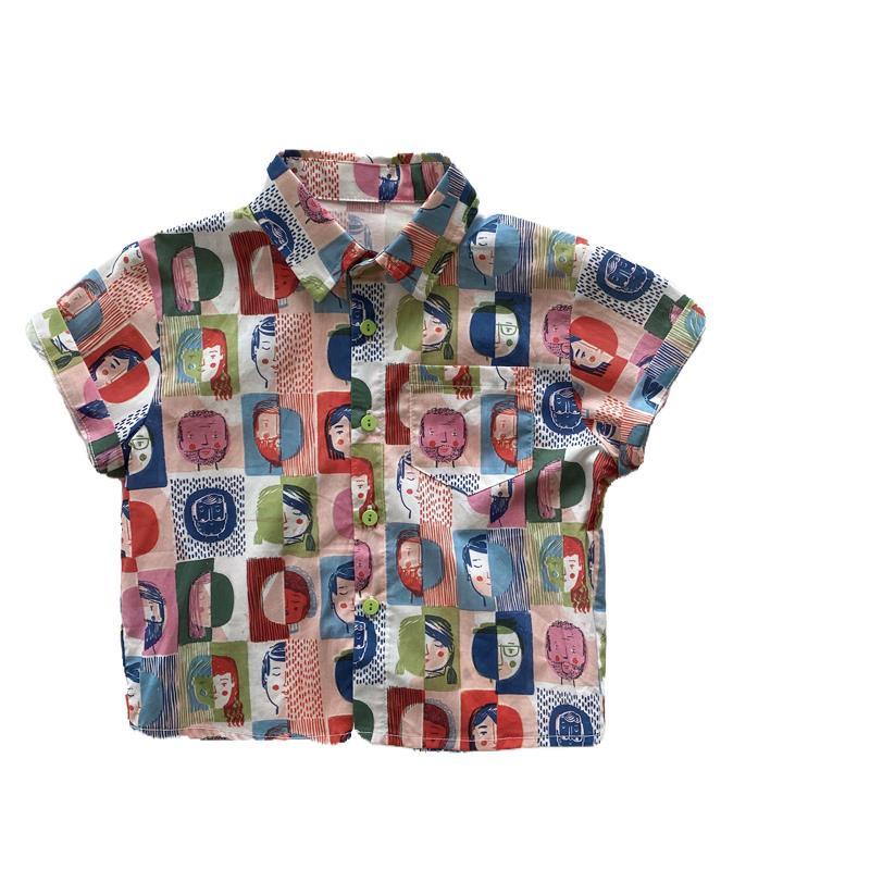 Áo Sơ Mi Mùa Hè Tay Cộc In Họa Tiết Nhân Vật Hợp Thời Trang Phong Cách Hàn Quốc Dễ Phối Đồ Cho Bé Trai Và Bé Gái