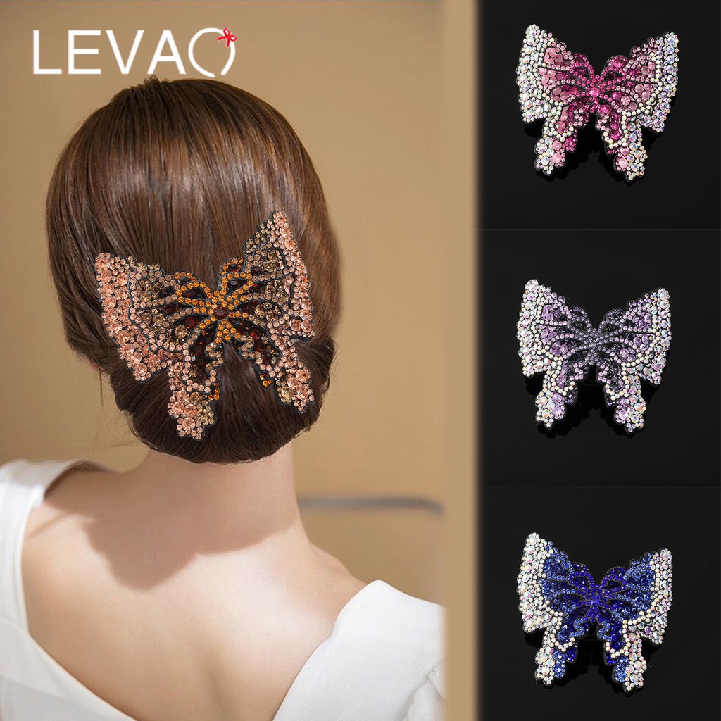 Kẹp Tóc Hình Bướm Đính Đá Màu Sắc Đơn Giản Phong Cách Hàn Quốc Cho Nữ