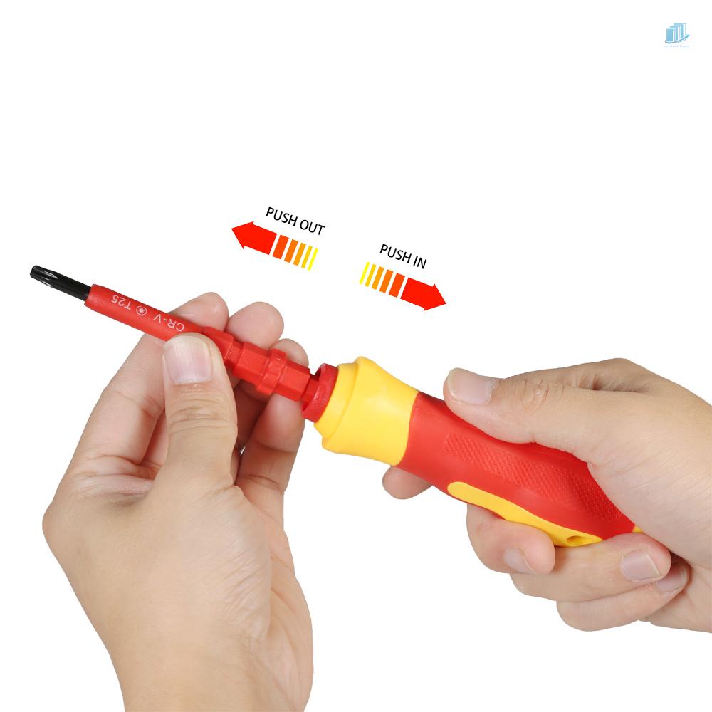 Bộ Tuốc Nơ Vít Cách Điện 7 Trong 1 1000V Phillips Và Rãnh Để Sửa Chữa Điện