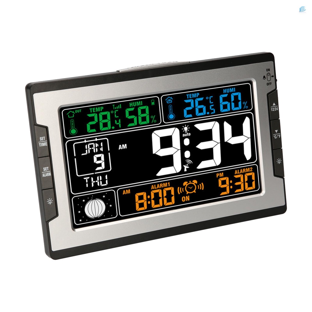 Đồng Hồ Kỹ Thuật Số Đo Nhiệt Độ Và Độ Ẩm Đa Năng Có Màn Hình Hiển Thị Màu Sắc