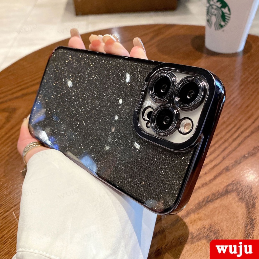 Ốp Điện Thoại Silicon Mềm Chống Sốc Phối Kim Tuyến Mạ Viền Cho iPhone 14 13 12 11 Pro Max X XR XS 7 8 Plus