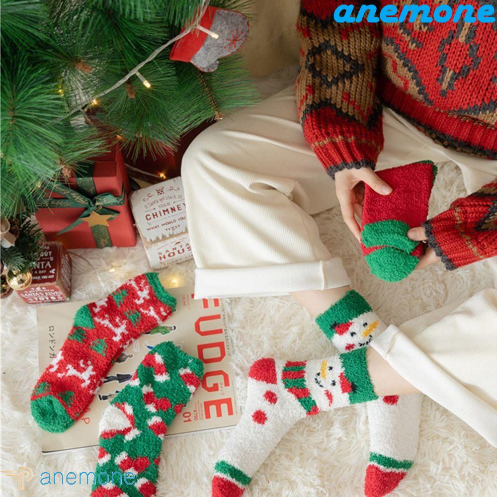 Anemone Vớ Lông Cừu San Hô Cổ Ngắn Họa Tiết Hoạt Hình Vui Nhộn Thoải Mái Chống Lạnh Cho Nữ