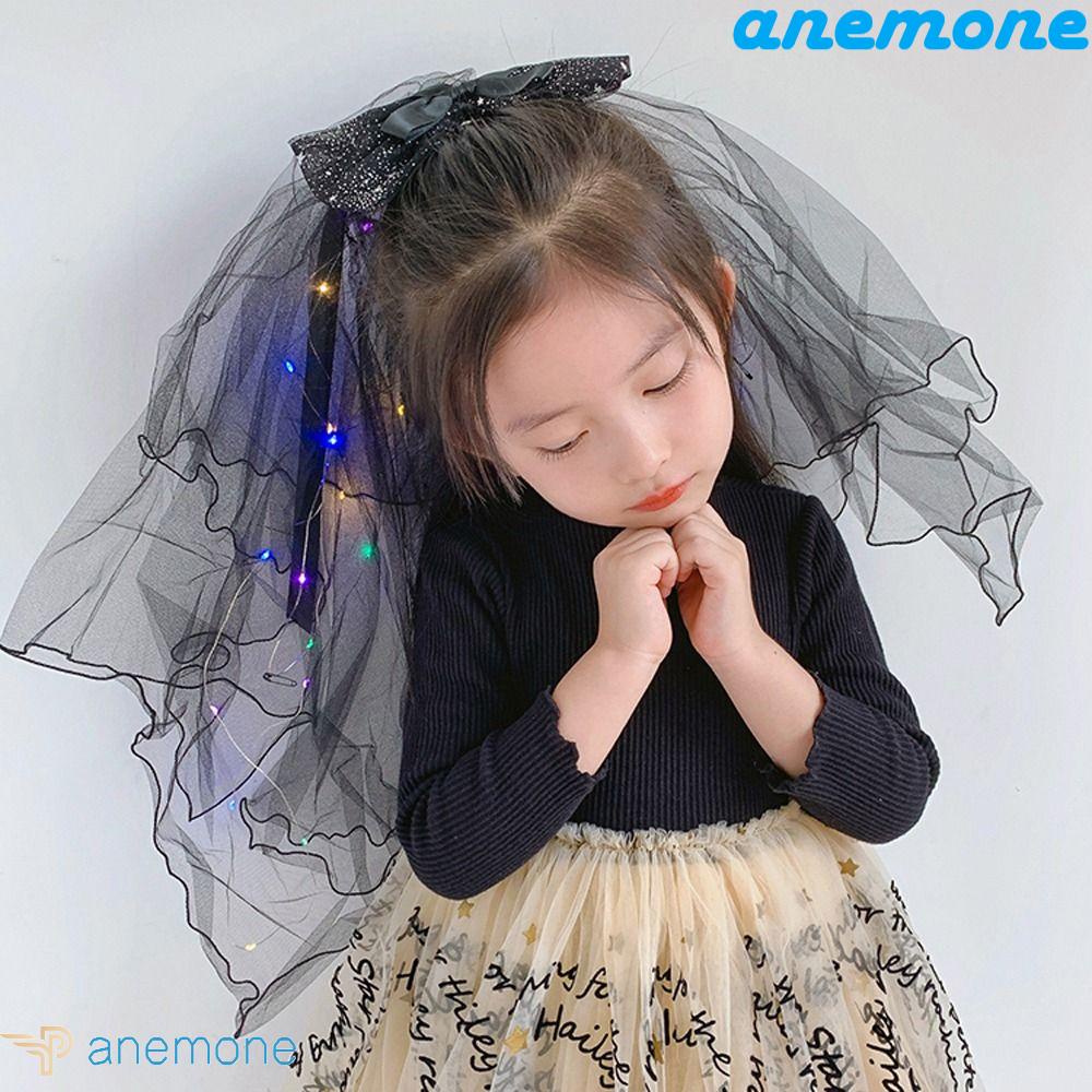 Kẹp Tóc Hình Vương Miện Có Mạng Che Mặt Phối Đèn LED Cho Cô Dâu Chụp Ảnh