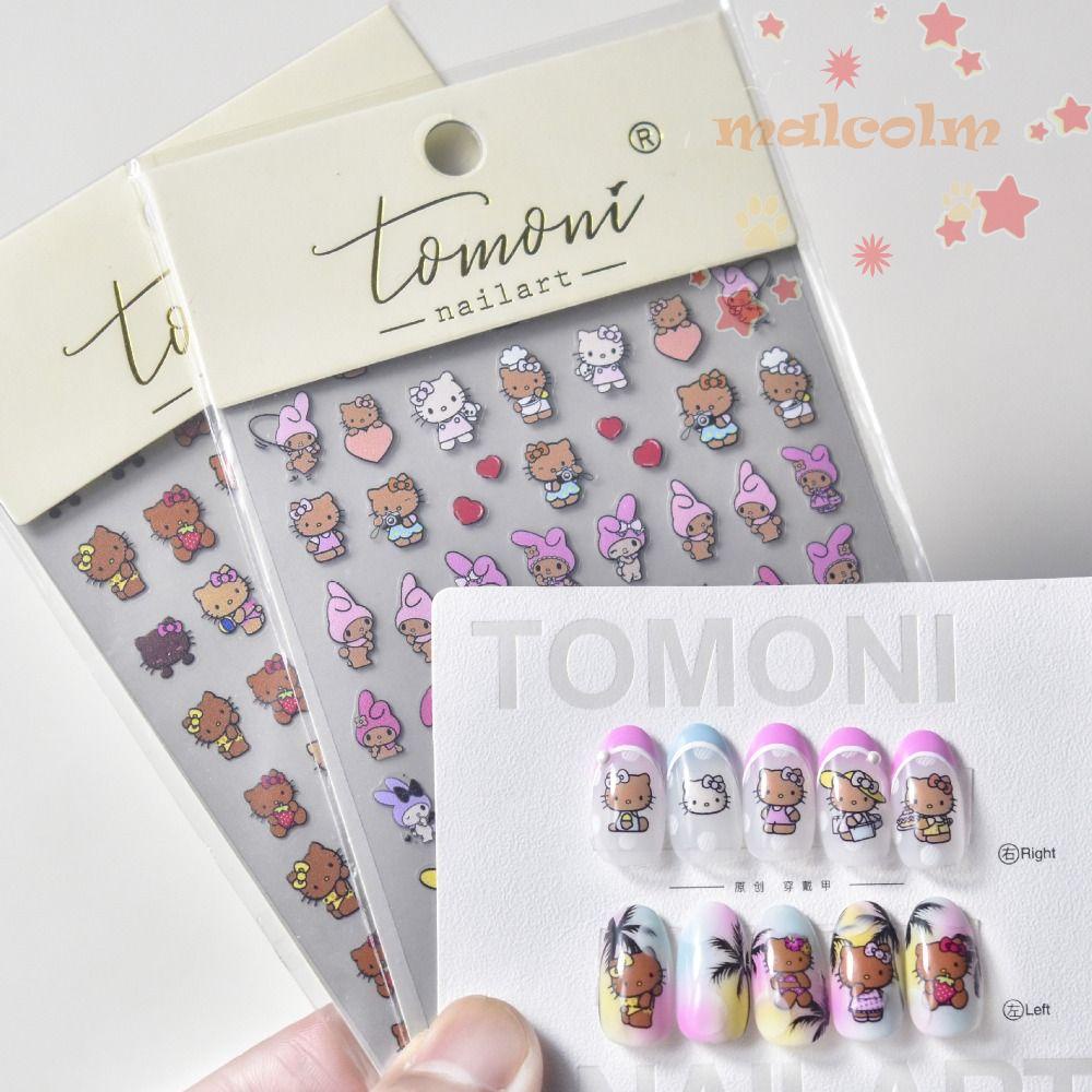 Miếng Dán Trang Trí Móng Tay Tự Dính Họa Tiết Thỏ Kuromi Melody Hoạt Hình Dành Cho Nữ