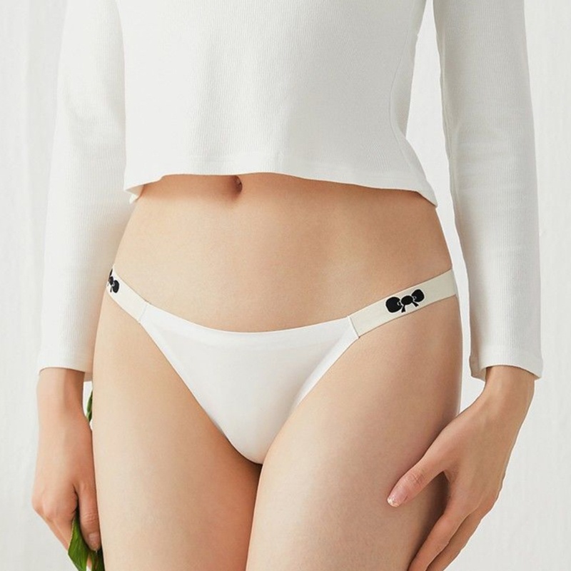 Quần Lót Không Đường May Lưng Thấp Màu Trơn Đính Nơ Xinh Xắn