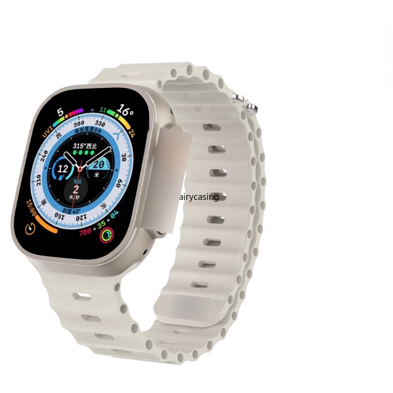 Dây Đeo Bằng Silicone 49mm 44mm 40mm 45mm 41mm 42mm 38mm Cho iWatch Series 8 Ultra 7 6 5 4 3 Se 2 1Starlight