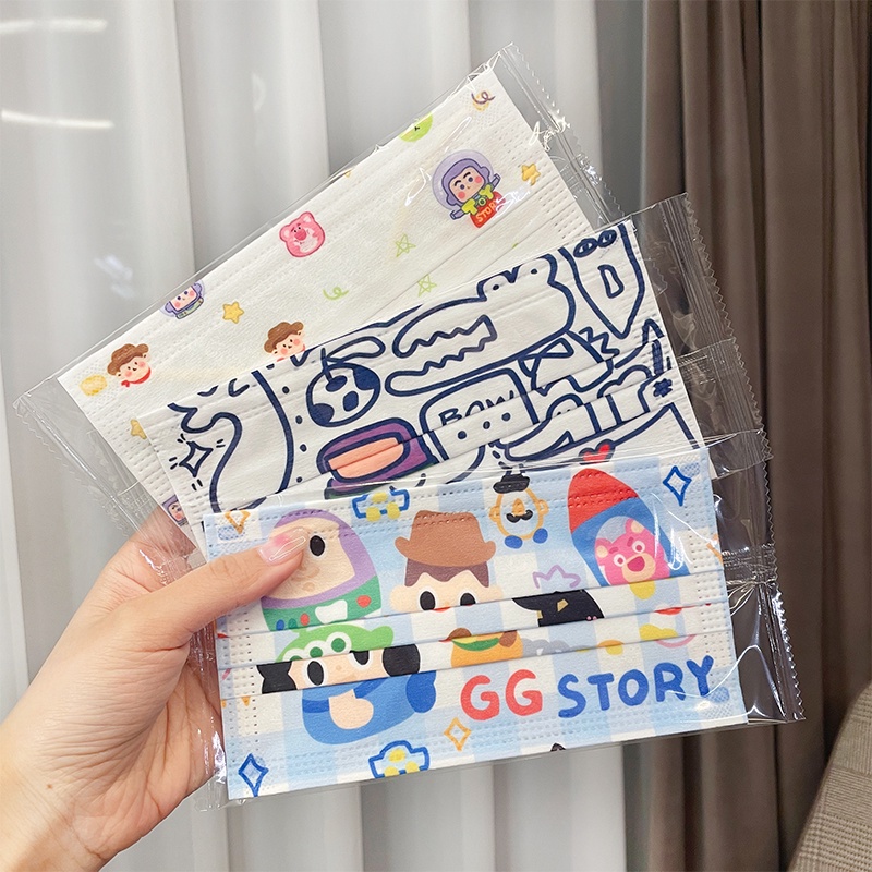 Khẩu Trang Ba Lớp Họa Tiết Hoạt Hình Buzz Lightyear Woody Dùng Một Lần Dành Cho Bé Trai Và Bé Gái