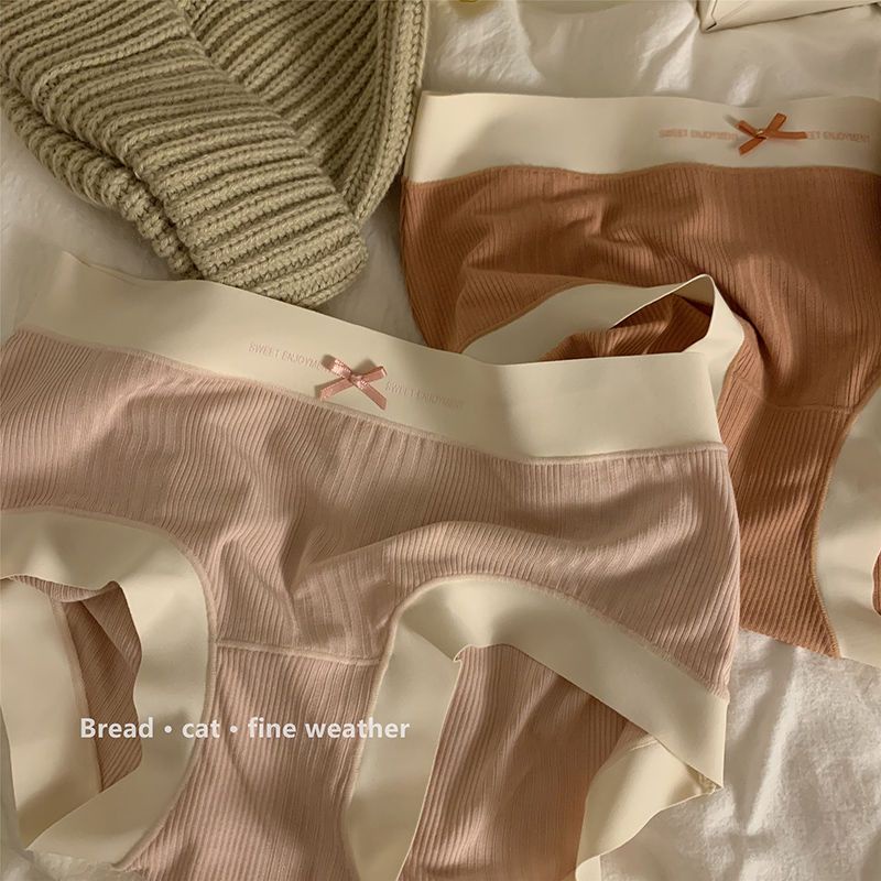 Quần Lót Cotton 3 Màu Sắc Đơn Giản Không Đường May Co Giãn Thoải Mái Cho Nữ