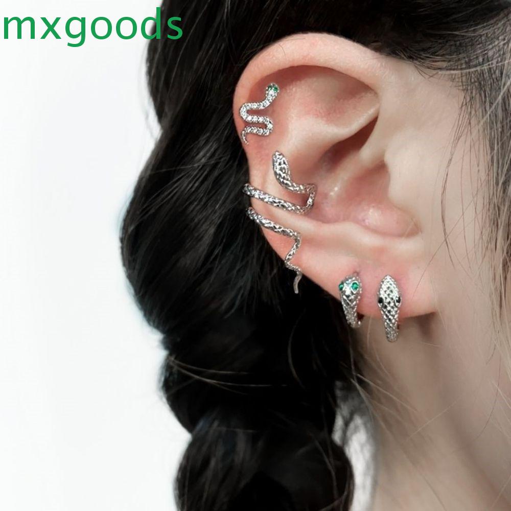 Mxgoods Khuyên Tai Hình Đầu Rắn / Đầu Báo Siêu Lấp Lánh Thời Trang Cho Nữ