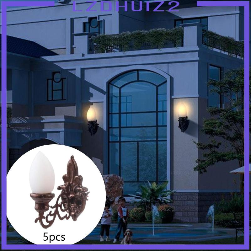 [Lzdhuiz] 5 Đèn Tường Mini Màu Đen Trang Trí Nhà Búp Bê