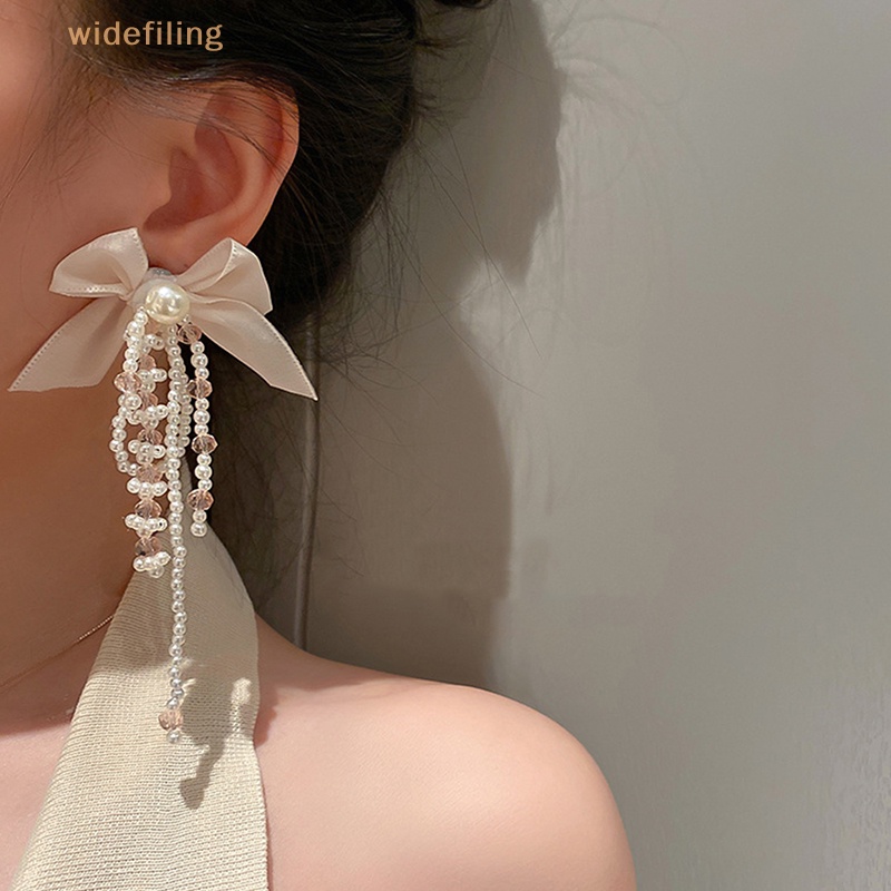 Bông Tai Mạ Bạc 925 Hình Nơ Đính Ngọc Trai Lấp Lánh Thời Trang