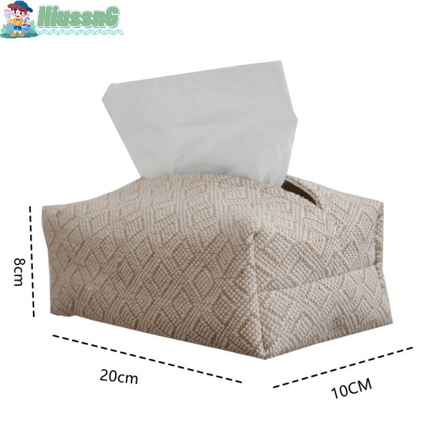 Hộp Đựng Khăn Giấy Bằng Vải Lanh Cotton Kèm Giá Đỡ Tiện Dụng Cho Gia Đình