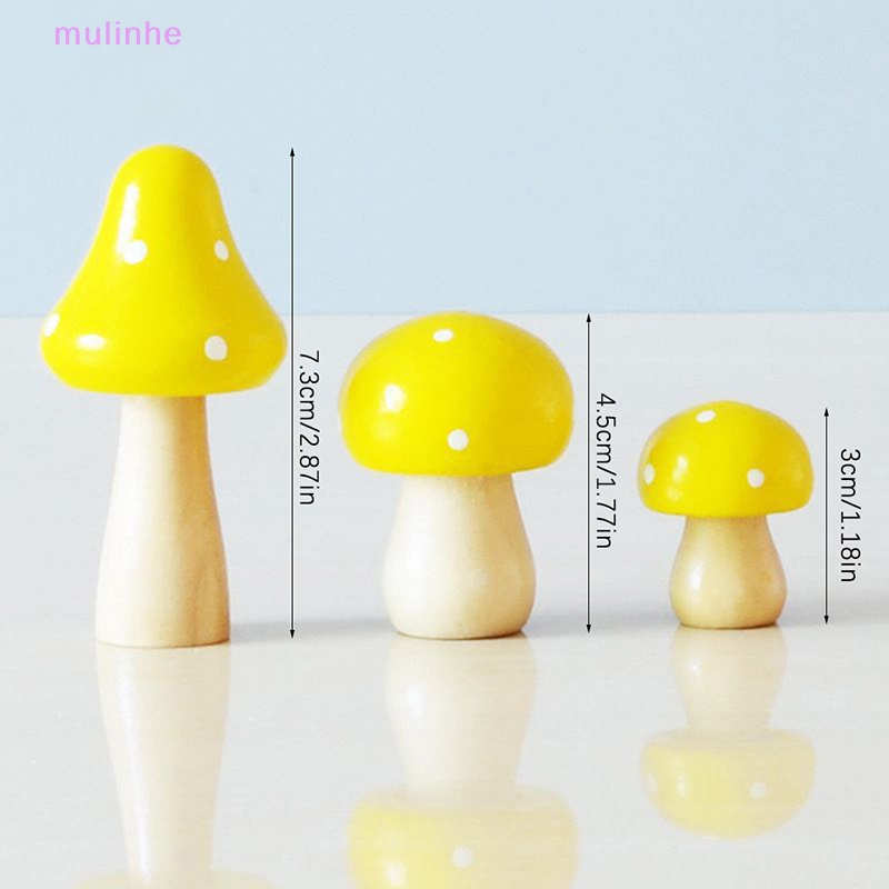 Set 3 Phụ Kiện Trang Trí Bằng Gỗ Hình Cây Nấm Dễ Thương DIY