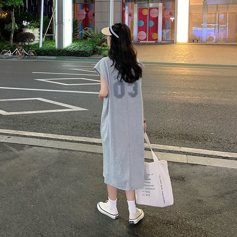 Đầm Thun Tay Ngắn Dáng Suông In Họa Tiết Dễ Phối Đồ Thời Trang Mùa Hè Cho Nữ