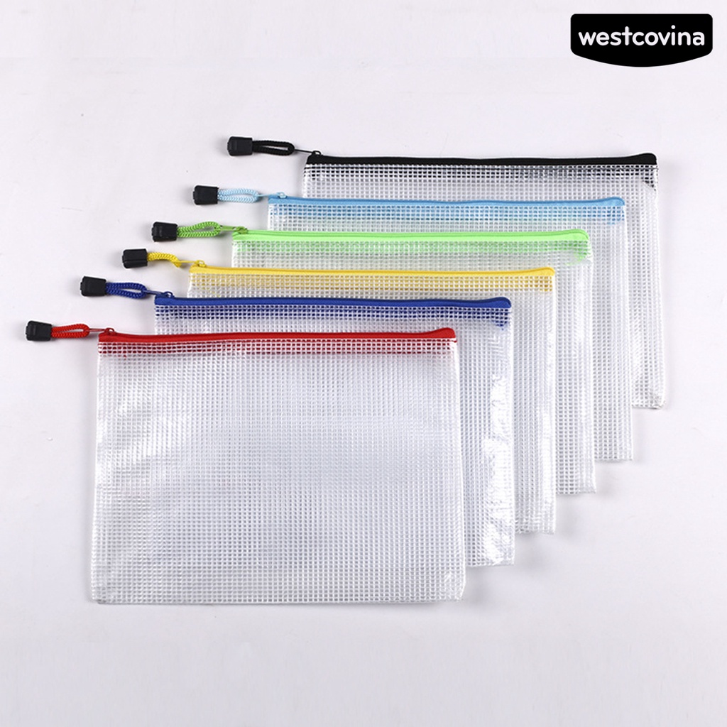 [COD]♪Set 5 Túi Đựng Tài Liệu Bằng PVC Chống Nước Đa Năng Có Khóa Kéo