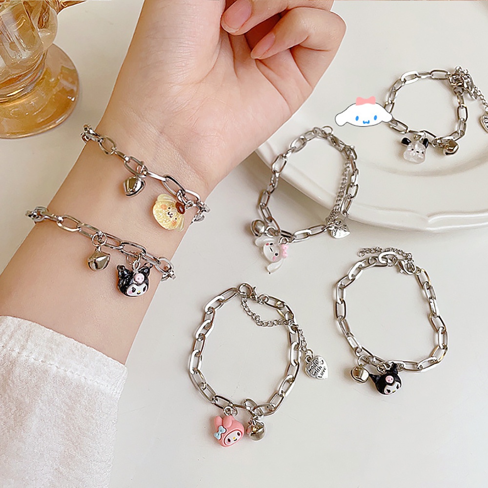 SANRIO Vòng Đeo Tay Mặt Hình Chú Chó Cinnamoroll Dễ Thương Có Thể Điều Chỉnh Cho Cặp Đôi