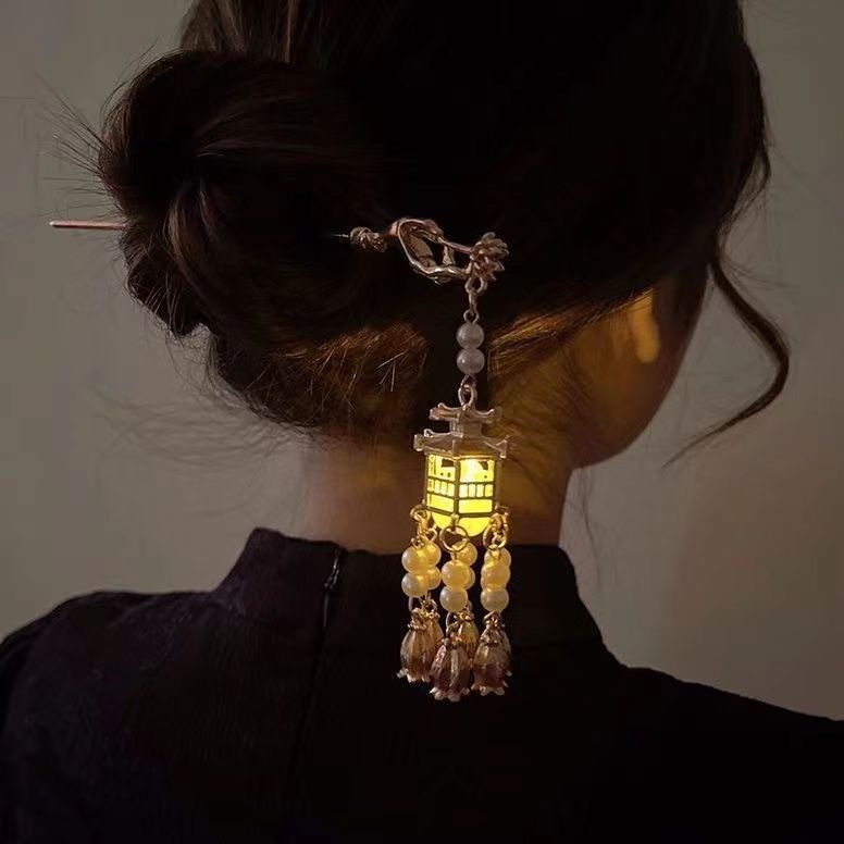 Kẹp Tóc Đuôi Ngựa Bằng Kim Loại Mặt Đèn Lồng Phong Cách Cung Điện Trung Hoa Cổ Điển Thanh Lịch Cho Nữ