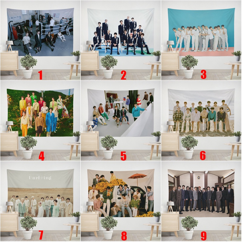 Thảm Treo Tường Polyester In Hình Nhóm Nhạc SEVENTEEN S.COUPS ,jonghan ,JOSHUA ,HOSHI ,WONWOO, MINGYU ,THE8,SEUNGKWAN ,DINO,DK, Wukong