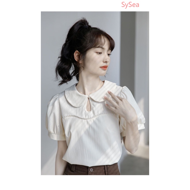 Áo Sơ Mi Chiffon Tay Phồng Cổ Búp Bê Phong Cách Pháp