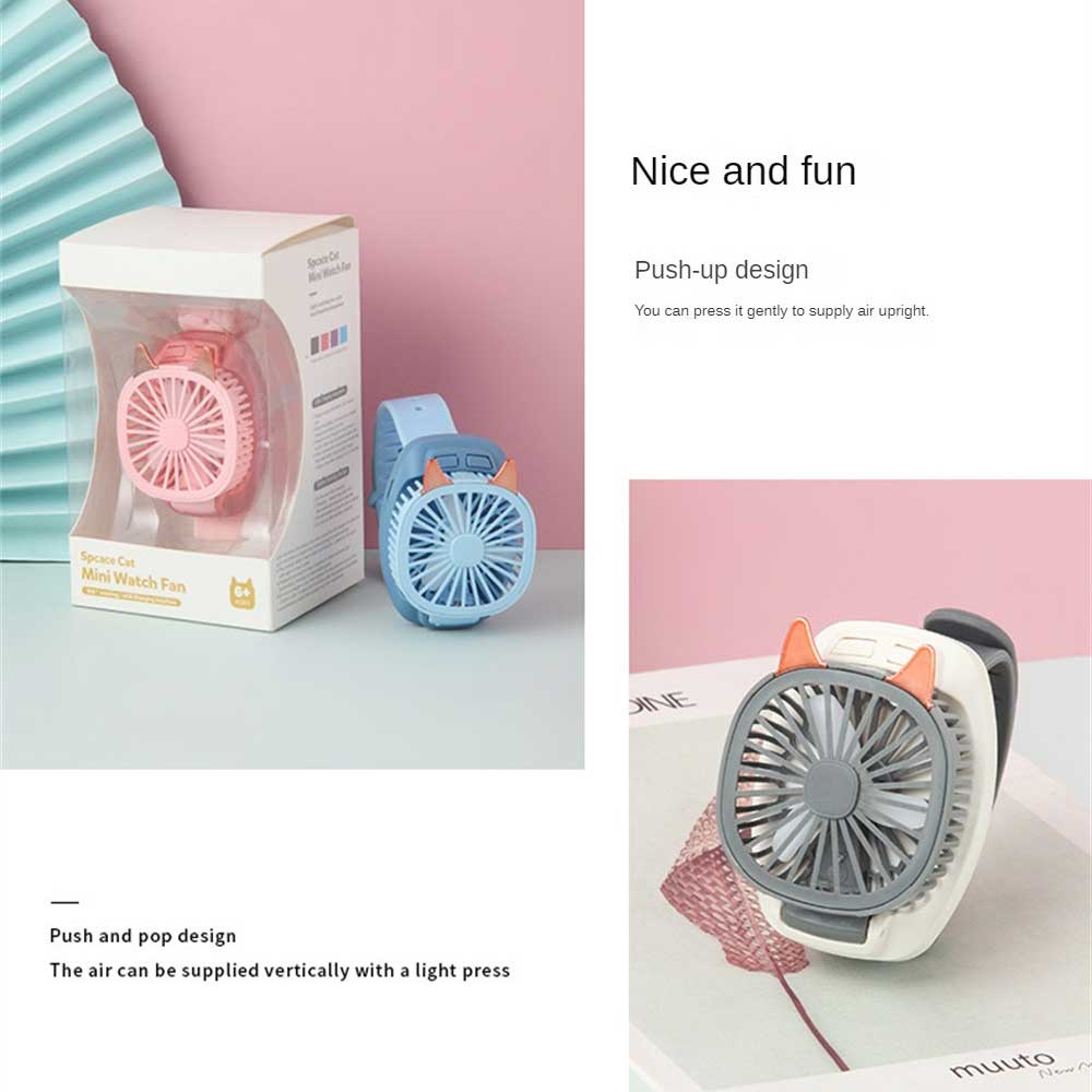 Quạt Nhỏ Đeo Cổ Tay Hình Đồng Hồ Hoạt Hình Sáng Tạo Hai Cổng Sạc usb