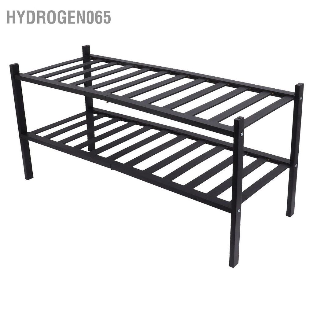 Hydrogen065 2 Tầng Giá Để Giày Xếp Chồng Chống Nước Biến Dạng Tre Đứng Cho Ban Công Đen