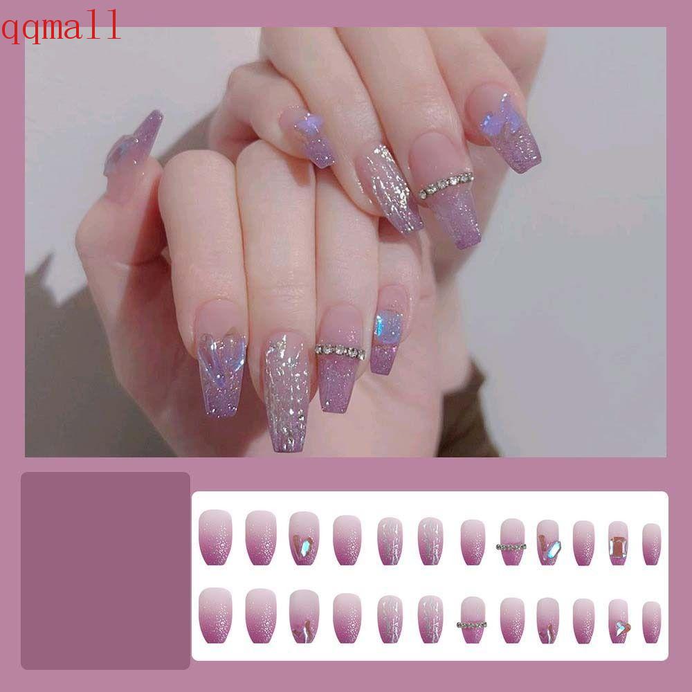 Móng Tay Giả Dạng Nhấn Che Phủ Toàn Diện Họa Tiết Hoa Hồng Trang Trí Nghệ Thuật Cho Nữ