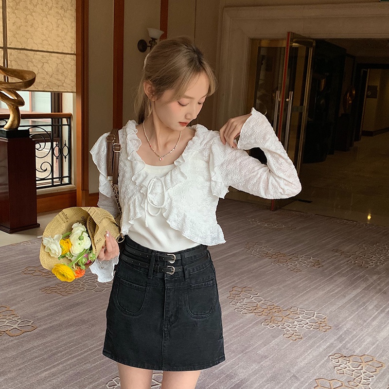 NZN Mới Áo Croptop Phối Bèo Thời Trang Mùa Hè Cho Nữ