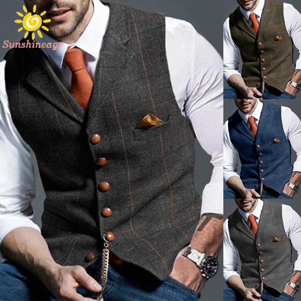 Áo Khoác Ghi Lê Họa Tiết Sọc Caro Thoáng Khí Thời Trang Công Sở Cho Nam