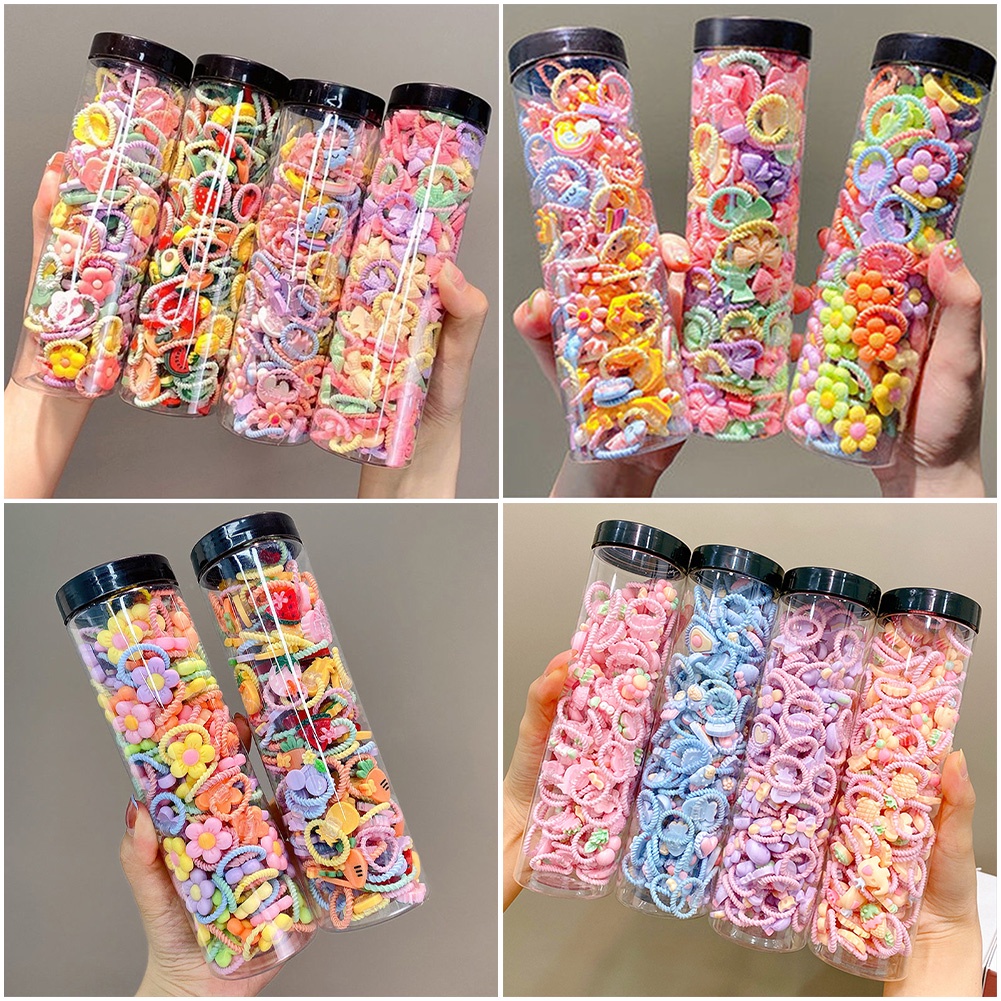 1 Bộ Dây Buộc Tóc Co Giãn Đính Hoa Màu Sắc Ngọt Ngào Dành Cho Nữ