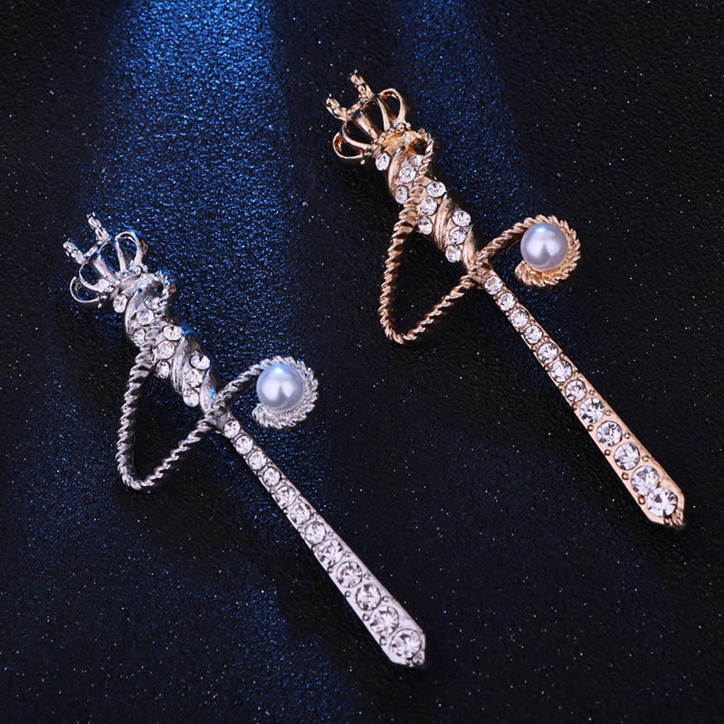 Trâm Cài Áo Hình Vương Miện Đính Ngọc Trai Phong Cách Âu Mỹ