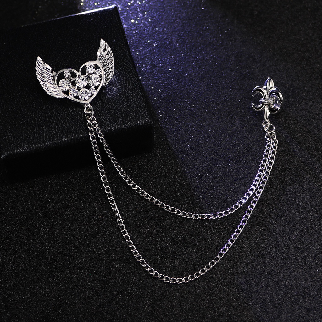 Trâm Cài Áo Hình Đôi Cánh Thiên Thần Bằng Kim Loại Phong Cách Âu Mỹ Cổ Điển Thời Trang Cho Nam