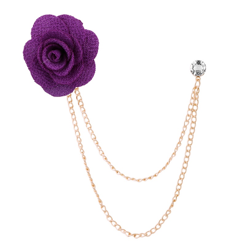 Trâm Cài Áo Hình Hoa Hồng Phối Dây Xích Tua Rua Sang Trọng