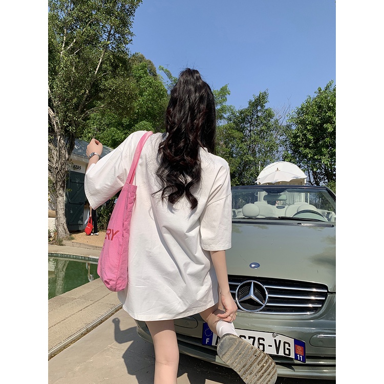 Áo Thun Tay Ngắn Dáng Rộng In Họa Tiết Hoạt Hình &amp; Chữ Cái Độc Đáo Thời Trang Cho Nữ