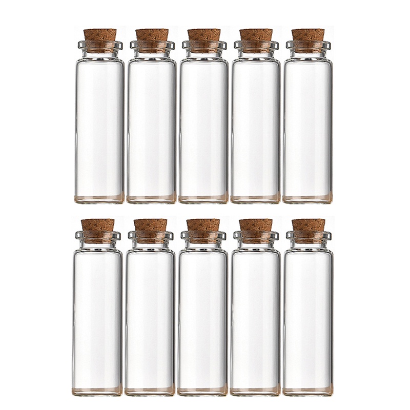 Set 10 Lọ Thủy Tinh Rỗng Trong Suốt Đựng Gia Vị 3ml / 5ml