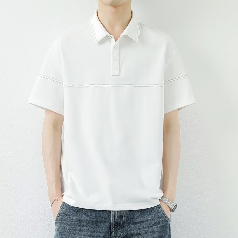 Áo Thun polo Tay Ngắn Dáng Rộng Màu Trơn Phong Cách Đường Phố Thời Trang Mùa Hè Mới Cho Nam
