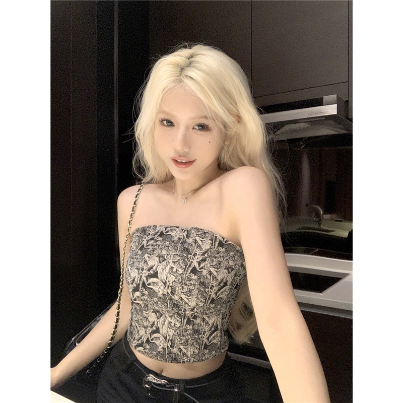 Áo Sát Nách Hoạ Tiết In Thiết Kế Cột Dây Quyến Rũ