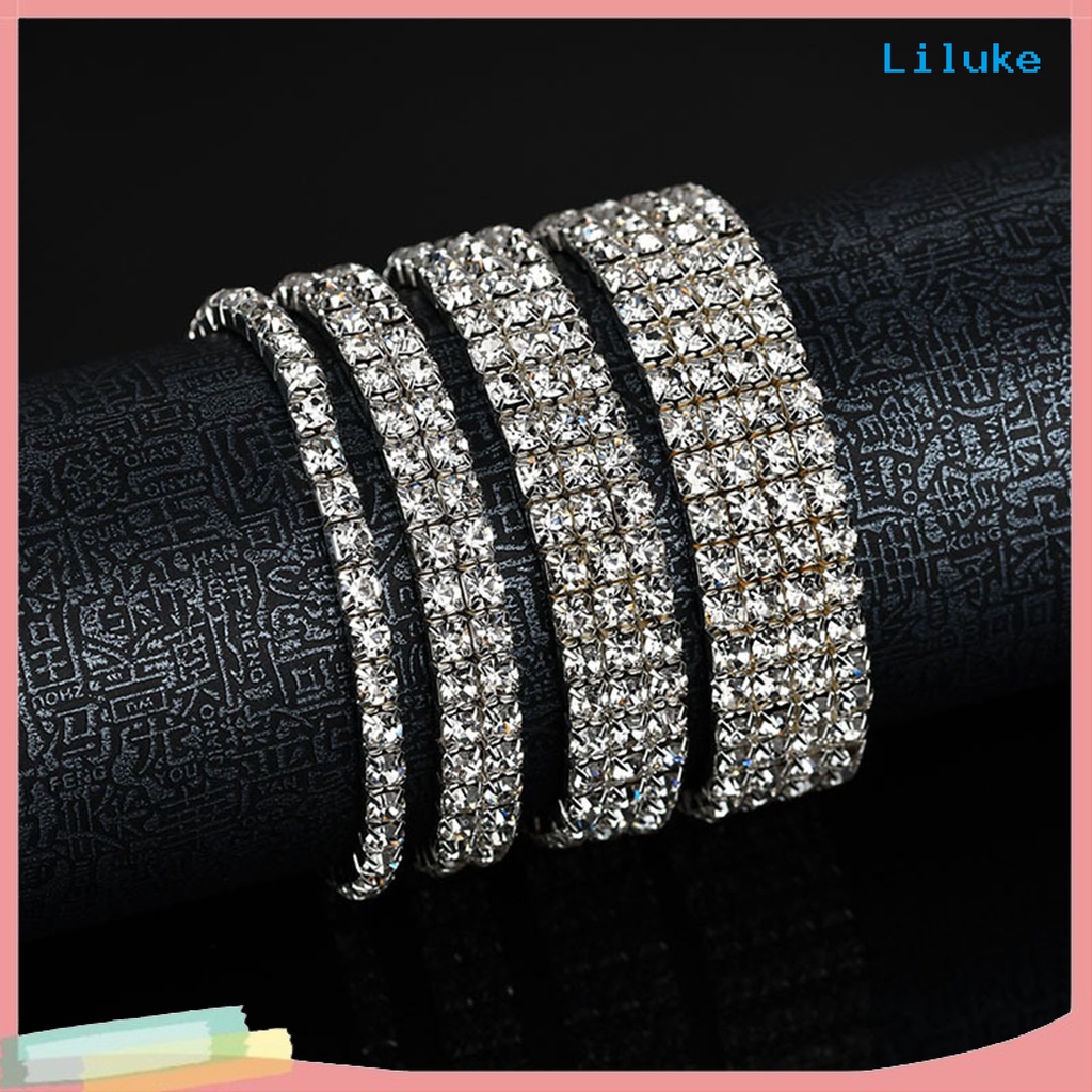 Vòng Tay Hợp Kim Đính Đá Nhiều Lớp Sang Trọng Cho Cô Dâu