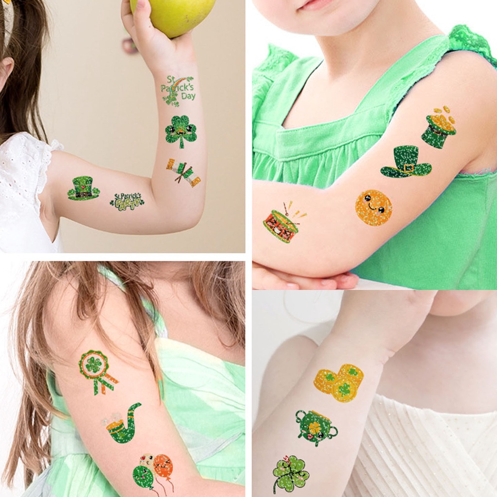 Bộ 8 Hình Xăm Dán Phát Quang Họa Tiết Patricks Day Dành Cho Trẻ Em