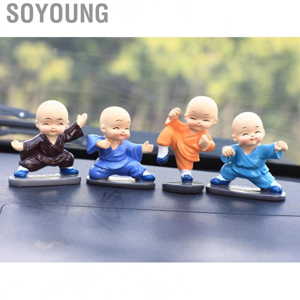 Soyoung Car Decoration Toy Small Monk Boy Miniature Figurines Ornaments for Home Decor Brandishing