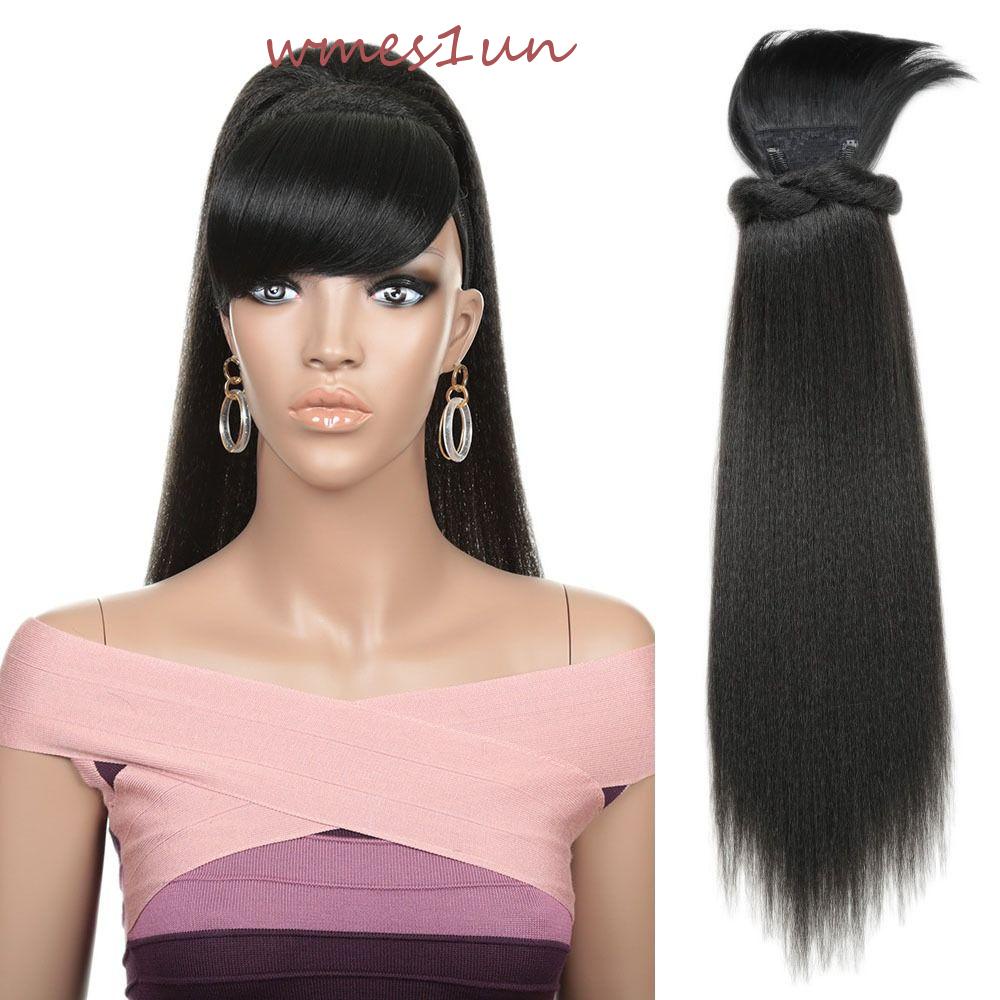 Tóc Giả Đuôi Ngựa Thẳng 15H Có Mái Mềm Chất Lượng Cao Màu Đen Tự Nhiên Cho Nữ