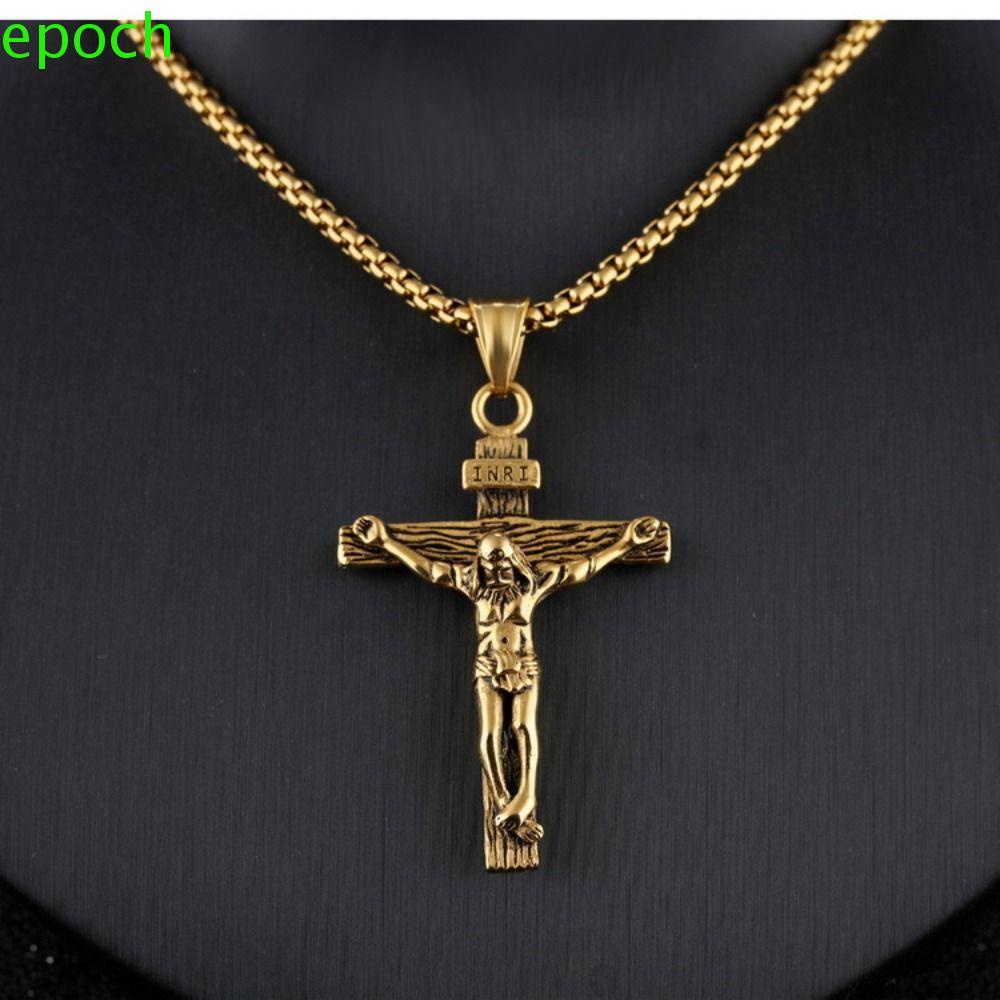 Epoch Vòng cổ Bằng Thép Không Gỉ Mặt Thánh Giá Phong Cách Đường Phố Cá Tính