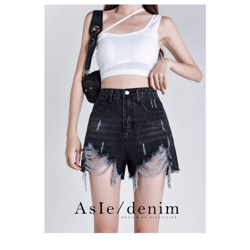 NRVP Quần Short Jean Nữ Vải Cotton Phong Cách Hàn Quốc Mới 2023