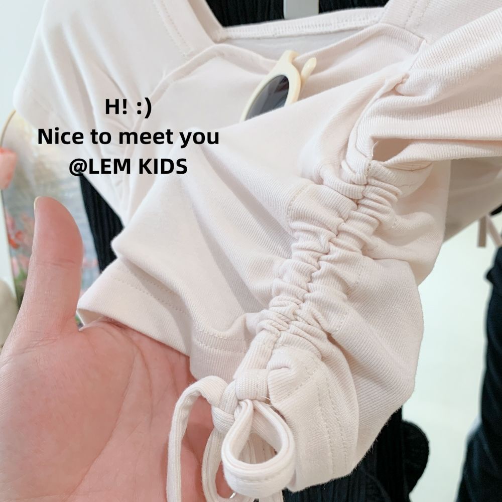 Set Áo Thun Ngắn Tay Cổ Vuông In Họa Tiết Hoạt Hình Và Quần Short Thời Trang Mùa Hè Cho Bé Gái