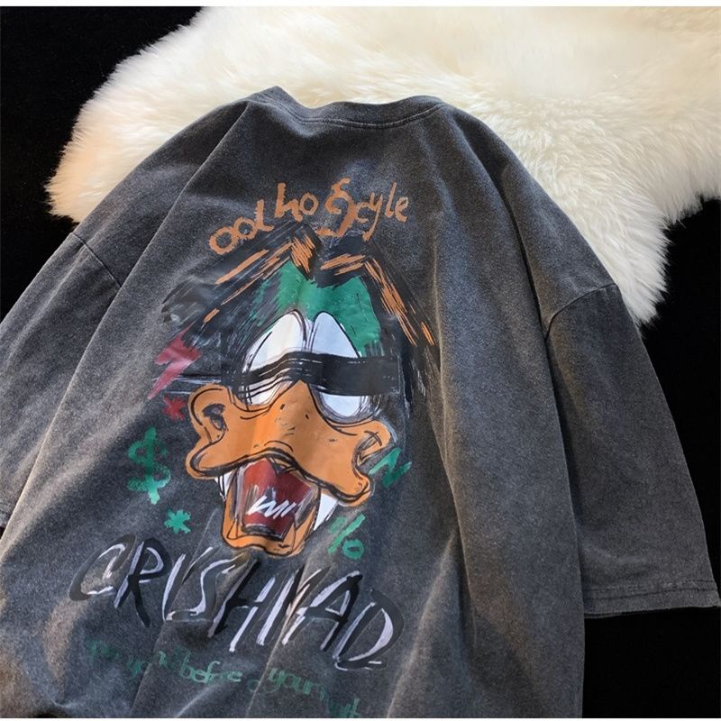 Áo Thun Nam Tay Ngắn Dáng Rộng Phong Cách Mùa Hè Cá Tính