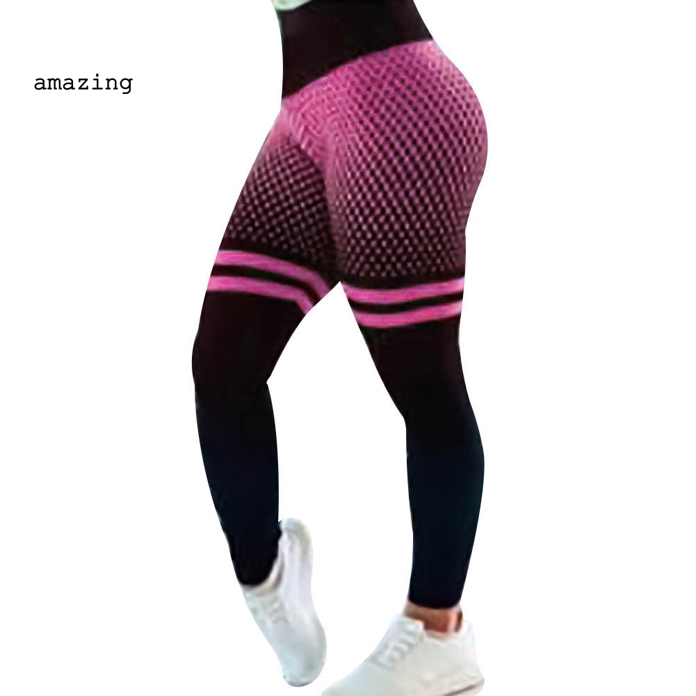 Quần Legging Thể Thao Lưng Cao In Họa Tiết Kẻ Sọc Cho Nữ