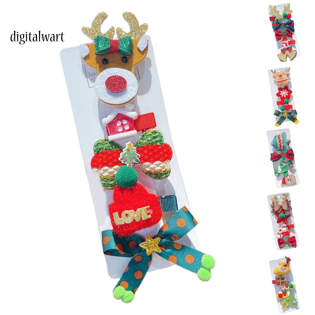 Kỹ Thuật Số| Set 5 Kẹp Tóc Trang Trí Hình Cây Thông Noel Dễ Thương Cho Bé Gái
